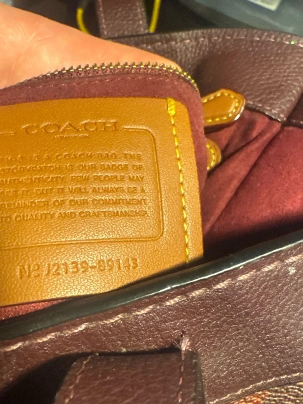 Coach Burgundy and Orange Signature Tote